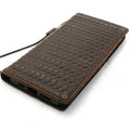 Genuine dark leather iPhone 12 Pro Max case by DAVISCASE with wallet design, ID window, credit card slots, soft slim cover, vintage style