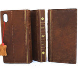 Véritable cuir huilé pour apple iPhone XR housse portefeuille crédit support souple bible Tan livre prime rétro mince Jafo