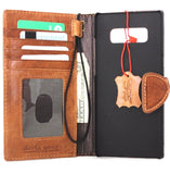 Echte Vintage-Lederhülle für Samsung Galaxy Note 8, Buch-Brieftasche, Magnetverschluss, Kartenfächer, braun, schlankes D Daviscase