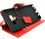 Echtes rotes Lederetui für Samsung Galaxy Note 9, handgefertigt, mit Brieftaschenverschluss, Vintage-Stil, schlanke Abdeckung, Kartenfächer, kabelloses Laden, DavisCase