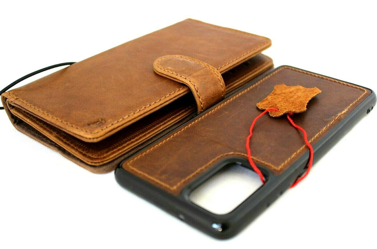 Leather case for Samsung Galaxy Note 20 5G with card slots, magnetic stand, and removable cover by DAVISCASE.