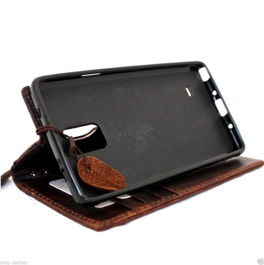 Vintage brown leather wallet case for Samsung Galaxy Note 3, handmade slim book cover with card slots and secure closure.