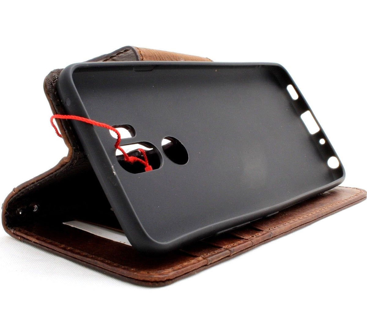 Genuine vintage leather phone case for LG G7 with wallet card holder, magnetic cover, soft stand, handmade luxury design.
