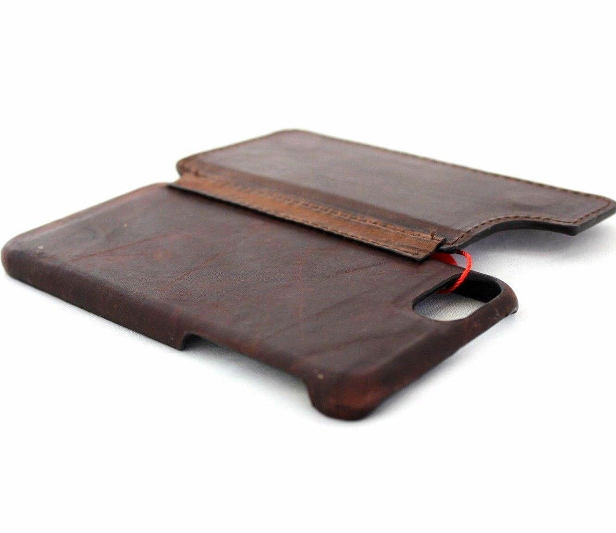 Genuine dark leather iPhone SE 2 wallet case with card slots, slim design, for Apple iPhone SE 2, by DavisCase