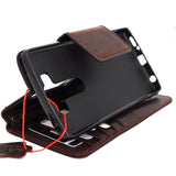 genuine vintage leather Case for LG v10 book wallet magnet cover dark brown cards slots slim daviscase