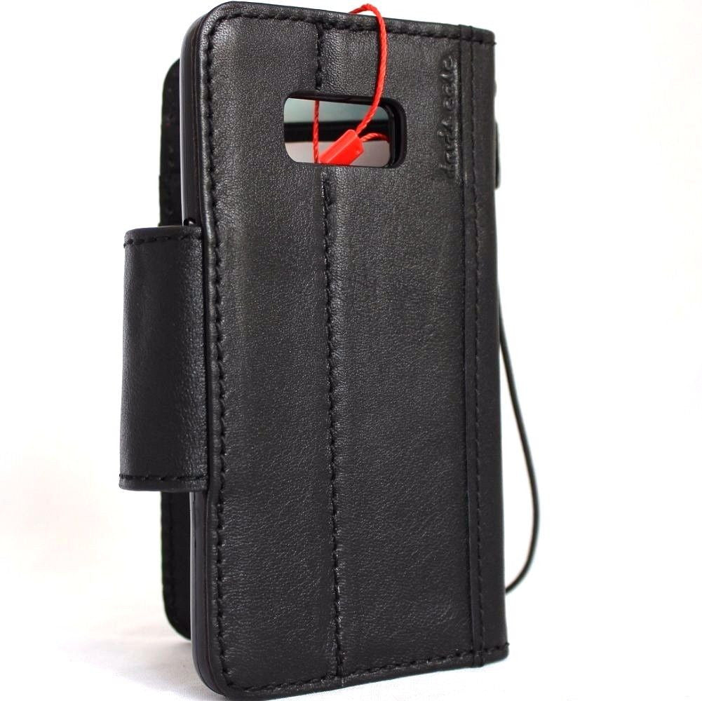 Handmade genuine Italian leather wallet case for Samsung Galaxy S8, featuring magnetic closure and business-style design.