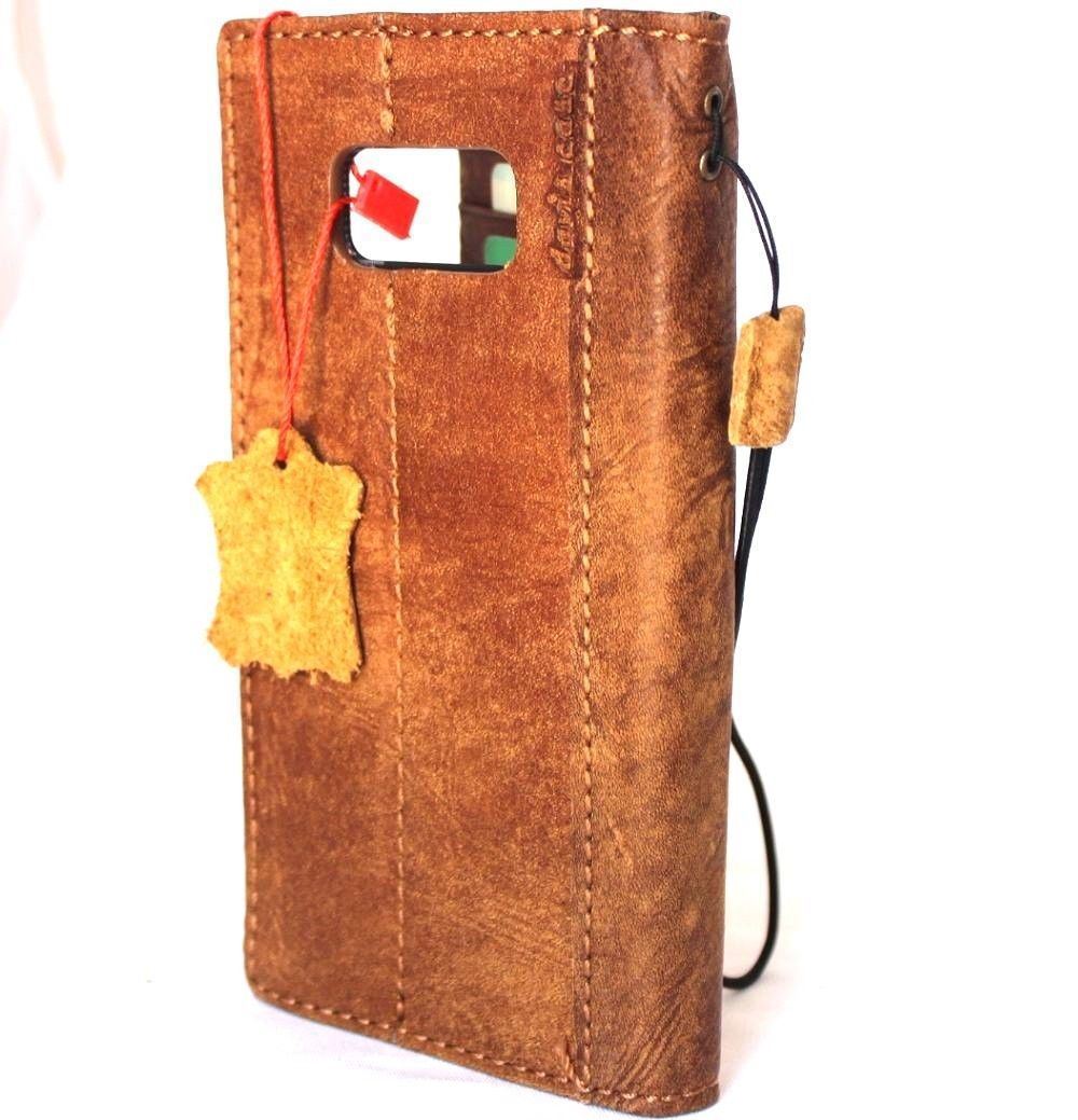 Handmade genuine Italian leather Samsung Galaxy S8 wallet case with card slots, slim design, and book-style cover.