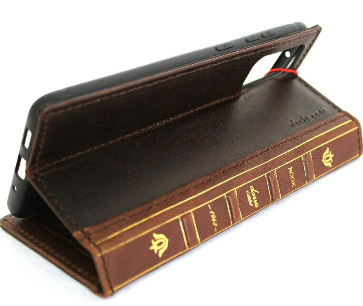 Genuine leather Samsung Galaxy S20 Plus Bible Book Wallet Cover by DAVISCASE with card slots and wireless charging holder.