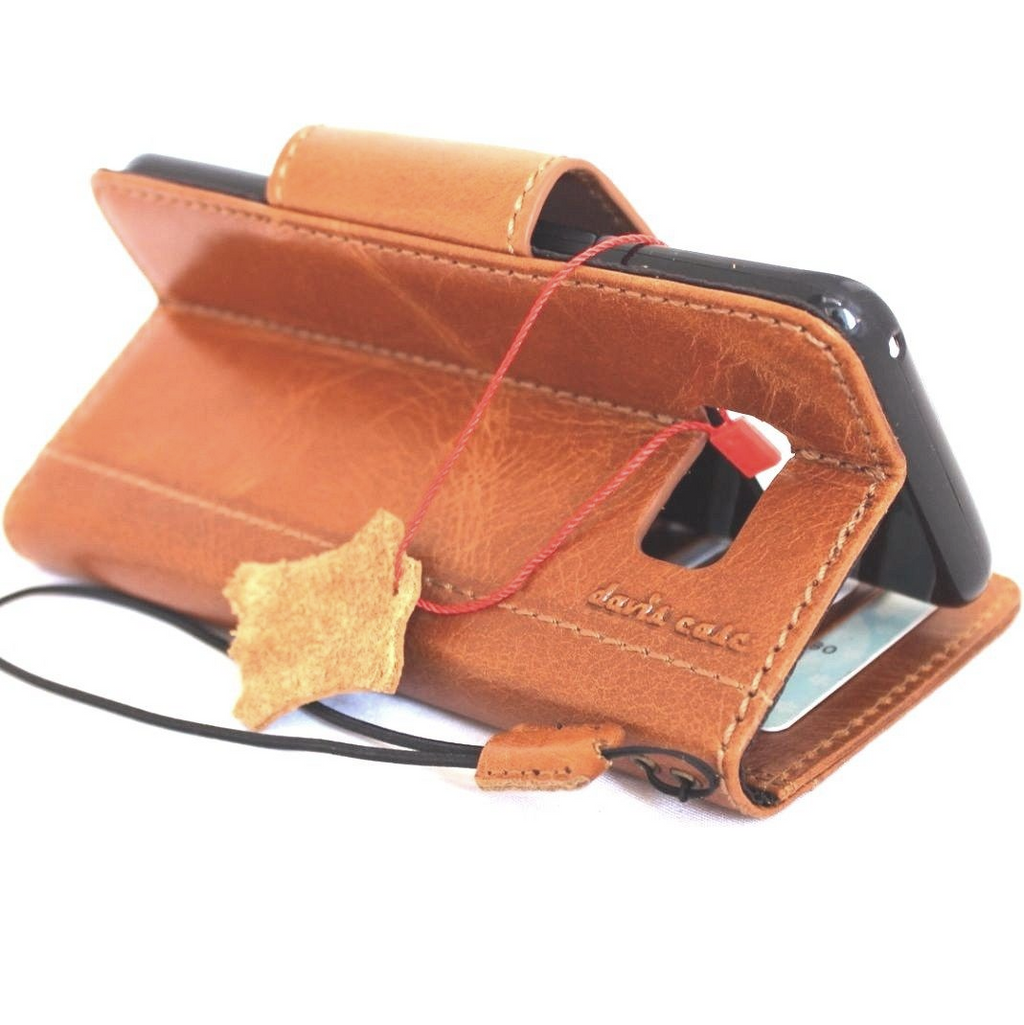 Light brown genuine vintage leather Samsung Galaxy S8 Plus wallet case with card slots and magnetic closure, slim and handmade.