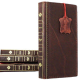 Echtlederhülle für iPhone XS, Buch, Bibel, Brieftaschenverschluss, Kartenfächer, schlankes Vintage-Daviscase in dunklem Jafo-Braun