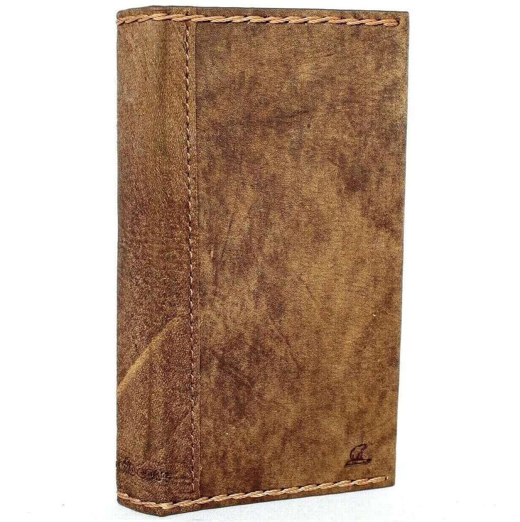 Handmade genuine soft leather wallet case for Apple iPhone 13 Pro Max by DAVISCASE, featuring vintage design and card slots.