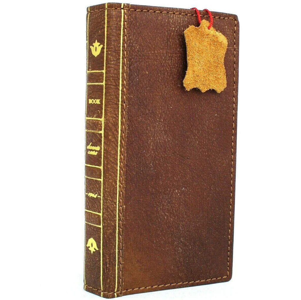 Handmade genuine leather Samsung Galaxy Note 10 wallet case with card slots, slim design, vintage style, suitable for wireless charging.
