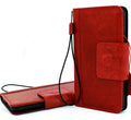 Handmade genuine red leather phone case for Apple iPhone 11 Pro Max by DAVISCASE, with flip wallet and magnetic closure.