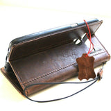 Echtleder-Hülle für LG V50, Buch-Brieftaschenhülle, schmal, braun, Kartenfächer, luxuriöses Premium-handgemachtes Band, Ruuber-ID 
