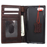 Étui en cuir véritable pour iPhone 8 couverture livre portefeuille cartes affaires mince chargement sans fil Davis Classic Art sangle élastique luxe