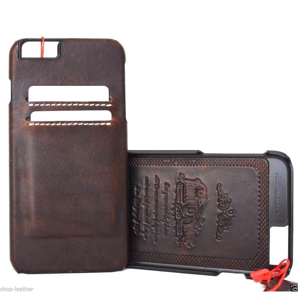 Genuine vintage leather iPhone 6/6s case, slim and luxury handmade phone cover with classic art design.