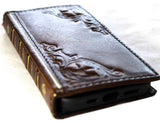 Genuine Leather Case Wallet For Apple iPhone 11 12 13 14 15 Pro Max 6 7 8 plus SE XS Book Vintage Handcraft Style Card Slots Cover Wireless Full Grain Davis luxury Bible Dark stamping