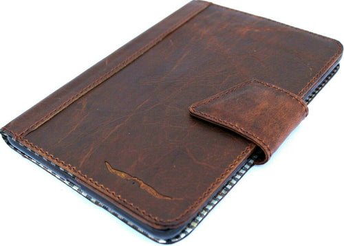 Genuine dark leather iPad Mini 6 case by DAVISCASE with card slots and vintage design for Apple iPad Mini 6 (2021) cover.