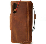 Genuine Tan Leather Case for Samsung Galaxy Note 10 book wallet cover luxury flip rubber Slim Style Strap Daviscase