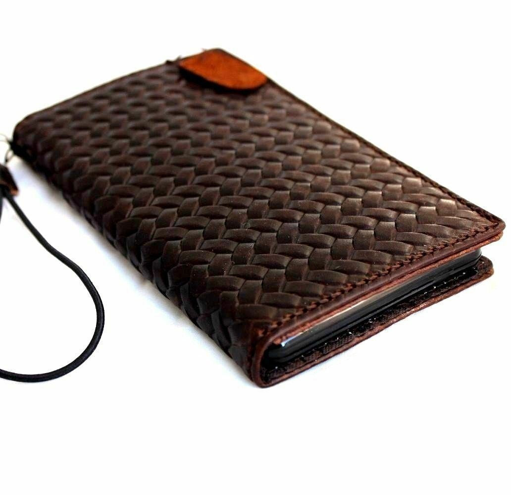 Brown genuine leather iPhone SE 2 case with wallet slots, soft cover, slim design, suitable for wireless charging by DavisCase 8