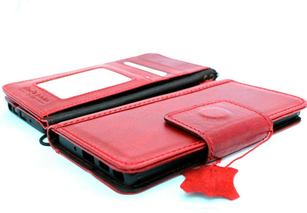 Echte Volllederhülle für Samsung Galaxy Note 10, Book Wallet Cover, magnetisches Luxus-Flip-Gummi, kabelloses Laden, rotes Daviscase 