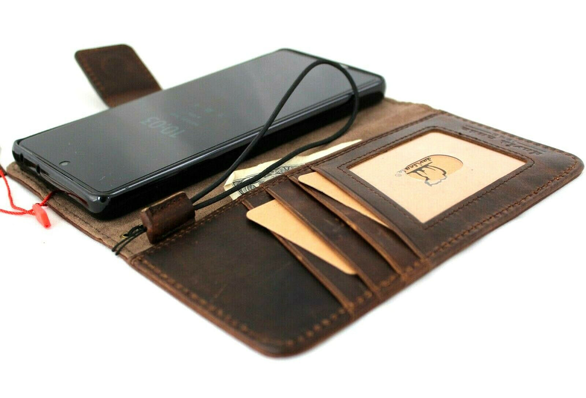 Genuine leather Samsung Galaxy S21 Ultra 5G case by DAVISCASE with wallet features, card slots, magnetic closure, vintage top grain leather