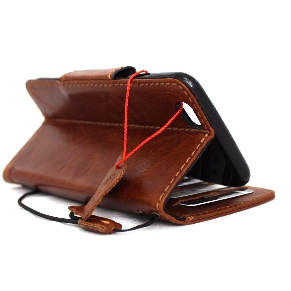 Handmade genuine leather phone case by DAVISCASE for iPhone 12-15 Pro Max, Galaxy S22 Ultra, Note 20, A52, with vintage wallet design