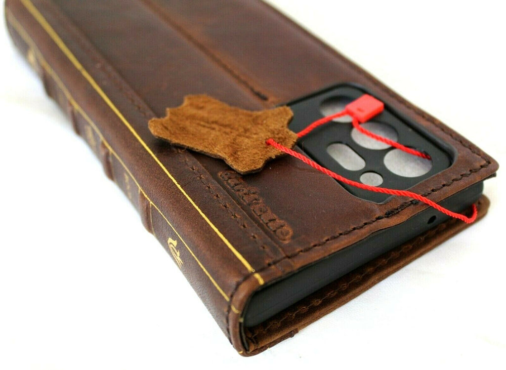 Daviscase genuine leather book wallet case for Samsung Galaxy Note 20 Ultra 5G with ID window, card slots, and stand feature.