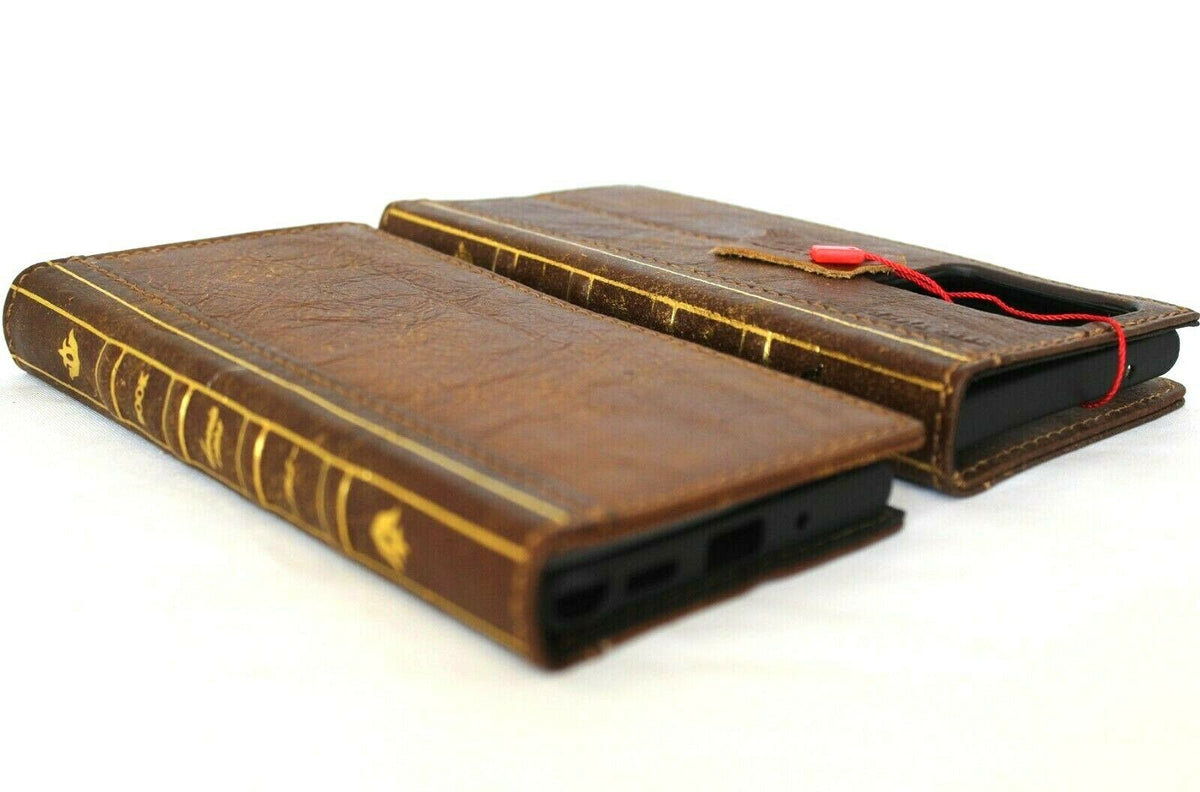 Daviscase genuine leather book wallet case for Samsung Galaxy Note 20 Ultra 5G with card slots and wireless charging window.