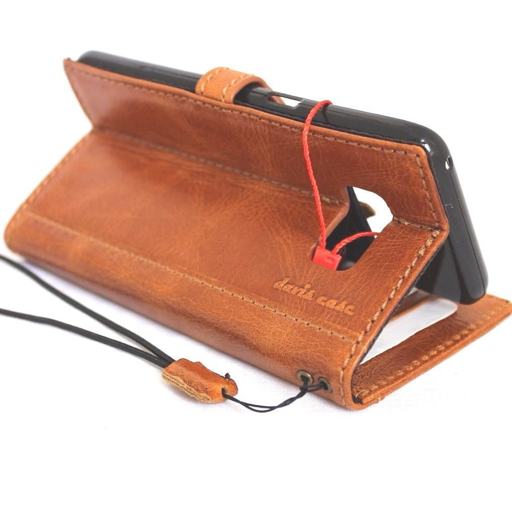 Handmade genuine leather case for Samsung Galaxy S8, wallet-style cover with magnetic closure, crafted for a premium look.