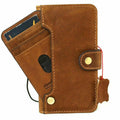Genuine soft tan leather iPhone 12 case by DAVISCASE with book wallet design, ID window, credit card slots, vintage style.