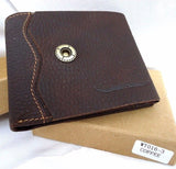 Men's Natural Soft Leather Wallet 3 Card Slots 1 id Window 3 Bill Compartments brown