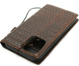 Genuine Dark Leather Wallet Case for Samsung Galaxy A71 4G book cover wireless charging Cards Holder luxury rubber ID Window DavisCase 1948