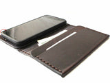 Véritable étui fait main en cuir foncé pour iPhone 8 slim couverture livre portefeuille cartes vintage business Soft Wireless charge classique Art Davis