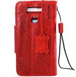 Echte Echtledertasche für LG G6 Book Walle Cover handgefertigtes luxuriöses rotes Magnet Slim Daviscase