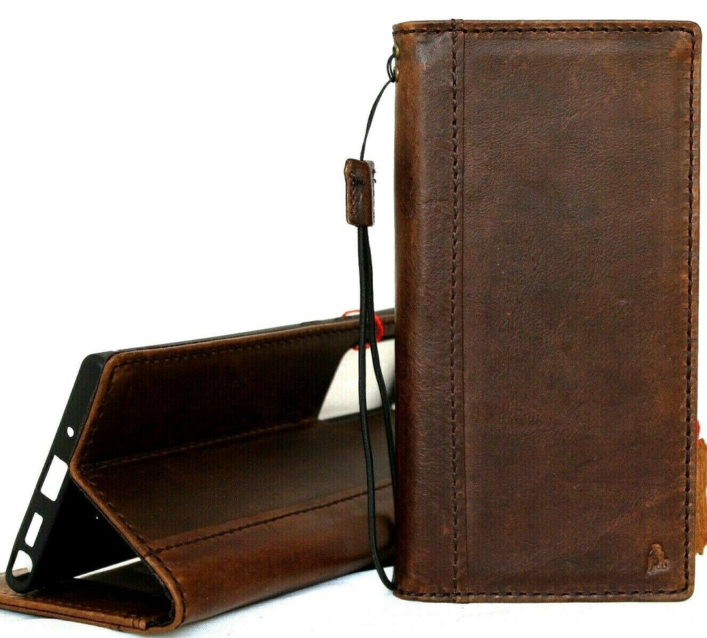 Genuine leather Galaxy Note 20 Ultra 5G wallet case by DAVISCASE with ID window, card slots, rubber stand, and wireless charging.