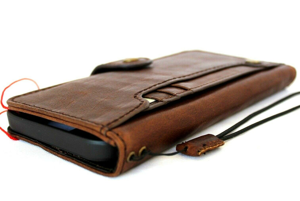 DavisCase genuine soft leather iPhone 12 Pro Max book wallet case with ID window, credit card slots, vintage style, full grain leather