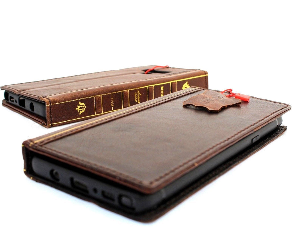 Genuine leather Samsung Galaxy Note 8 case by DAVISCASE with card slots, vintage soft leather, slim design, and wireless charging compatibility.