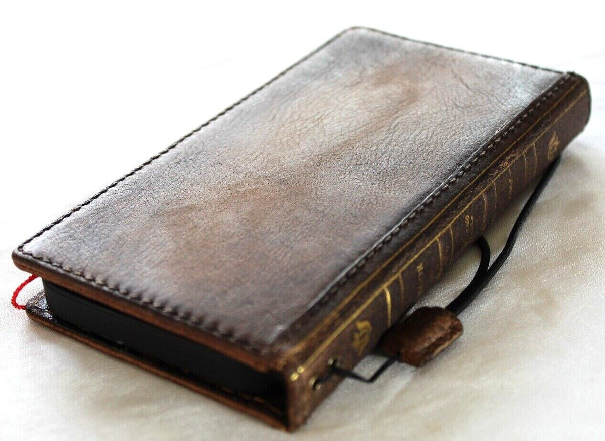 Handmade genuine leather phone case by DAVISCASE for Galaxy S22, S21, S20, Note 20, A53, A12, vintage wallet style with full grain leather