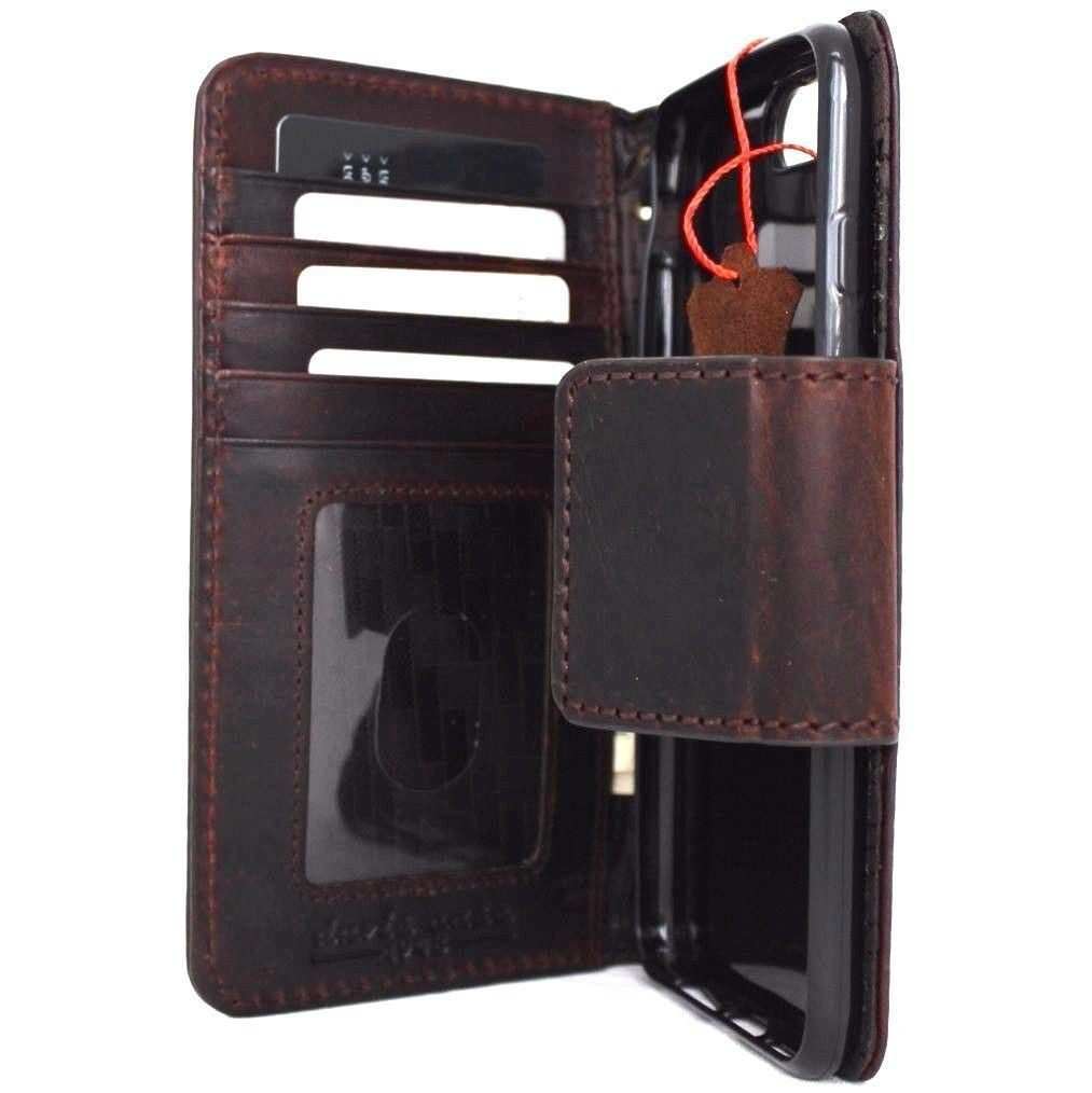 DavisCase genuine full leather iPhone 8 wallet case with magnetic closure, slim design, card slots, and wireless charging compatibility