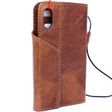 Genuine Leather Case for iPhone XS book wallet magnet closure cover Cards slots Slim vintage bright brown Daviscase 3D