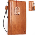 Handmade light brown genuine Italian leather phone case for Samsung Galaxy S8 with card slots and slim wallet design.