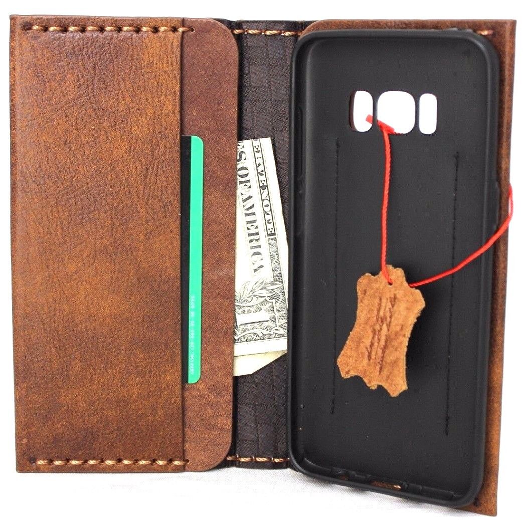 Vintage brown leather phone case for Samsung Galaxy S8 Plus with card slots, handmade wallet cover by IL DavisCase.