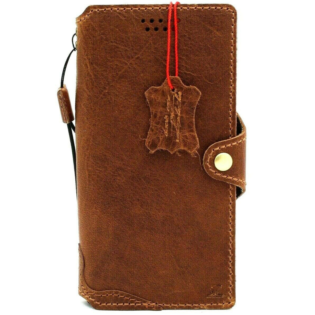 Genuine vintage tan leather Samsung Galaxy Note 10 Plus case with card slots, stand, and slim design by DAVISCASE