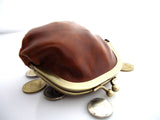 Véritable cuir souple femme mini pièces sac à main dames portefeuille étui Miniature vintage marron daviscase