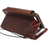 Genuine Natural leather iPhone 8 Plus Case Cover Wallet Credit Cards Holder Book Luxury Dark Brown DavisCase 1948