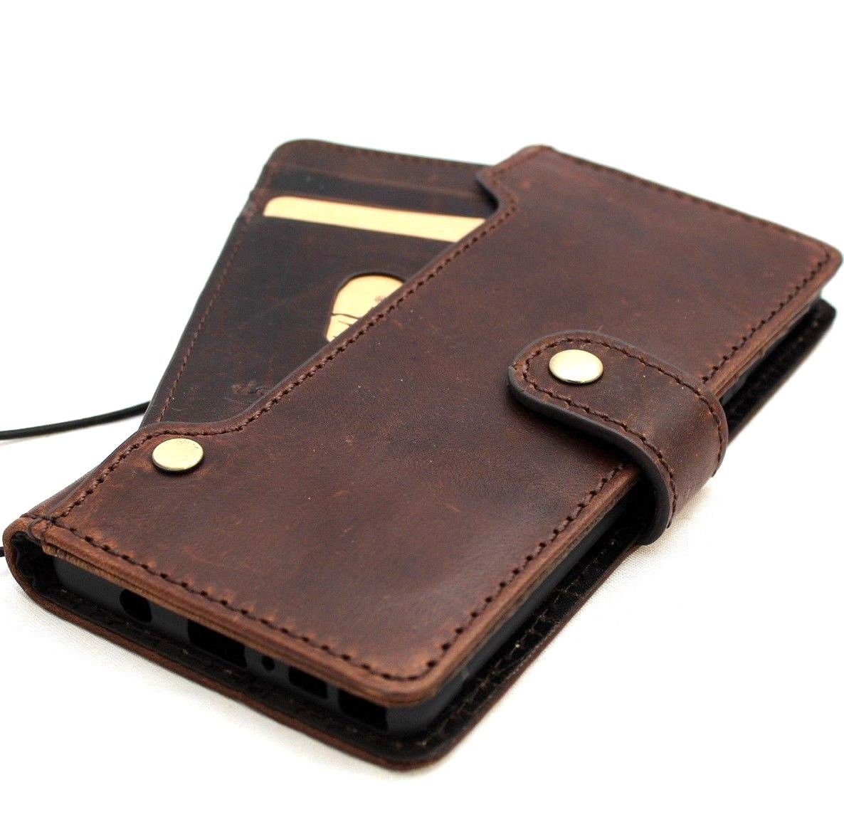 Vintage genuine leather Samsung Galaxy Note 9 case by DAVISCASE with card slots, wallet style, and secure closure.