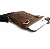 Umhängetasche aus echtem Leder mit Reißverschlusstasche, Taille, Tablet-Tasche, Ipad Mini Daviscase 