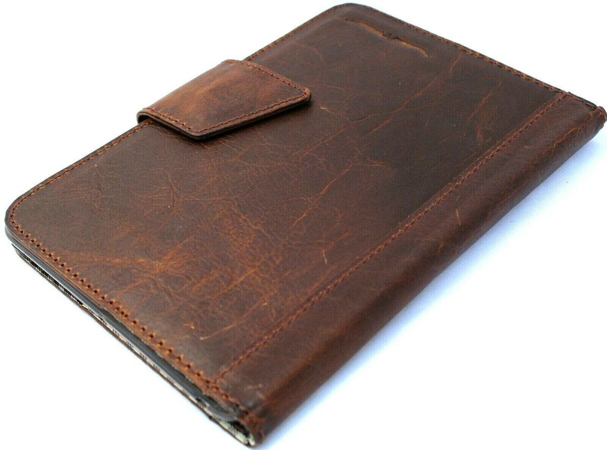 Genuine dark leather iPad Mini 6 (2021) case with card slots, handmade vintage design from DAVISCASE for 5th generation tablets.