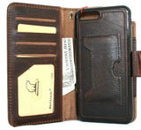 Echte Vintage-Softhülle für iPhone 7, abnehmbarer Einband, Buch-Geldbörse, Karte, Ausweis, abnehmbarer, schlanker, weicher Halter, kabelloses Laden, dunkelbraunes Daviscase